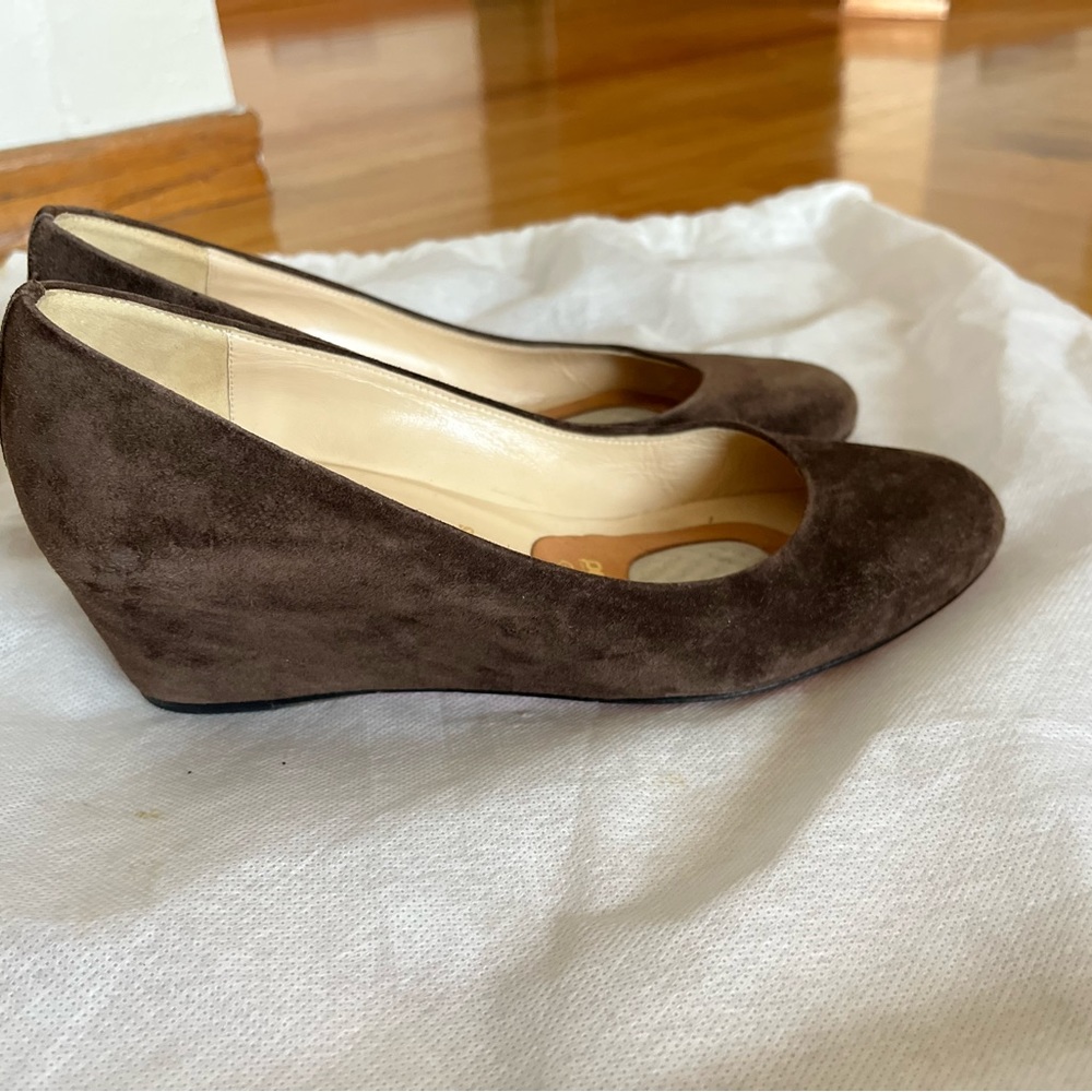 Christian Louboutin Brown Suede Melisa Wedge Pumps Size 36.5